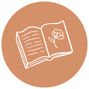 Book icon in an orange circle
