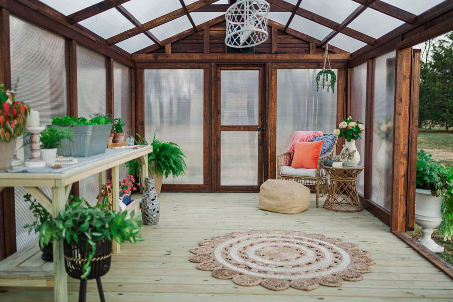 Inside interior shot of a 12x20 Traditional Yoderbilt Greenhouse